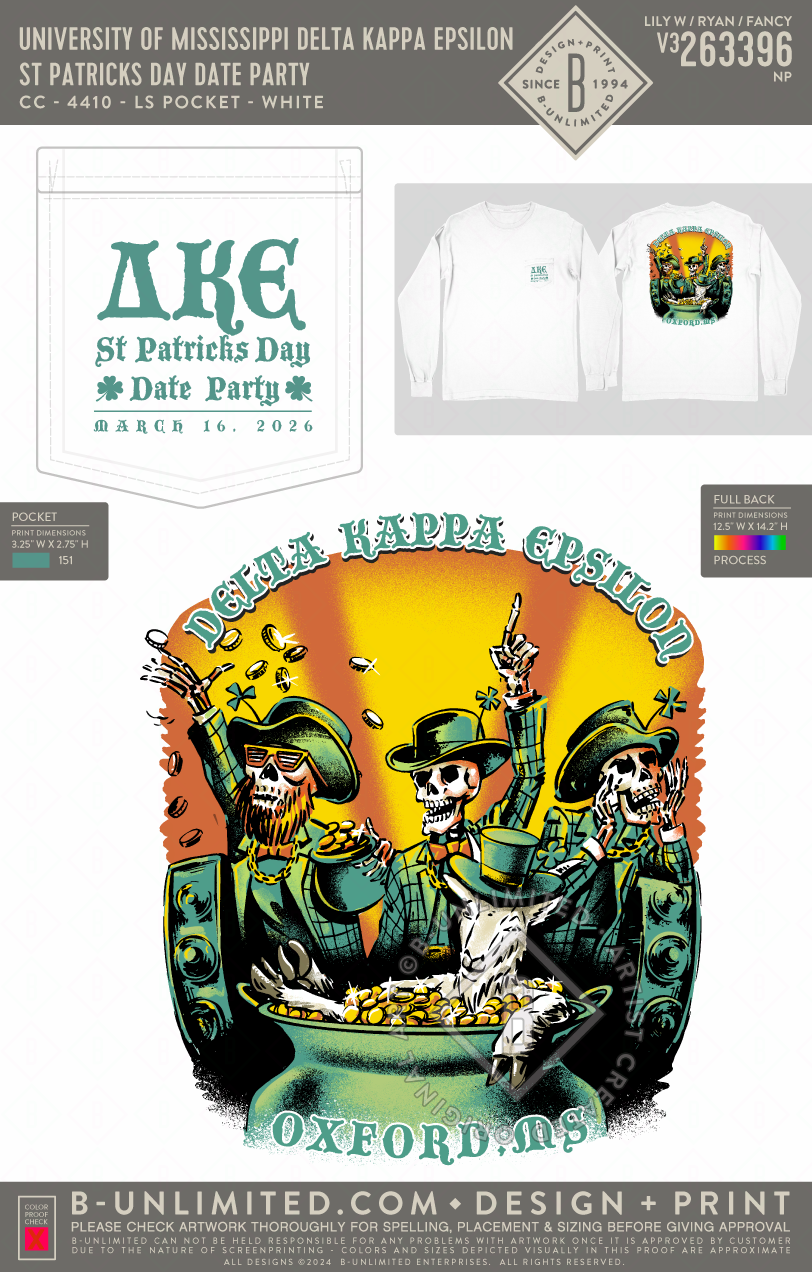University of Mississippi Delta Kappa Epsilon - St Patricks Day Date Party - CC - 4410 - LS Pocket - White