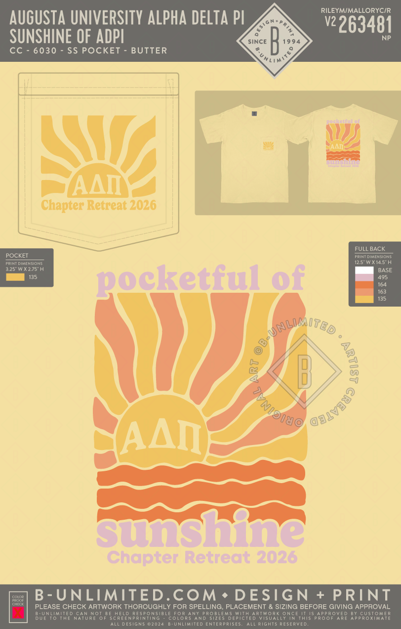 Augusta University Alpha Delta Pi - Sunshine of ADPI - CC - 6030 - SS Pocket - Butter