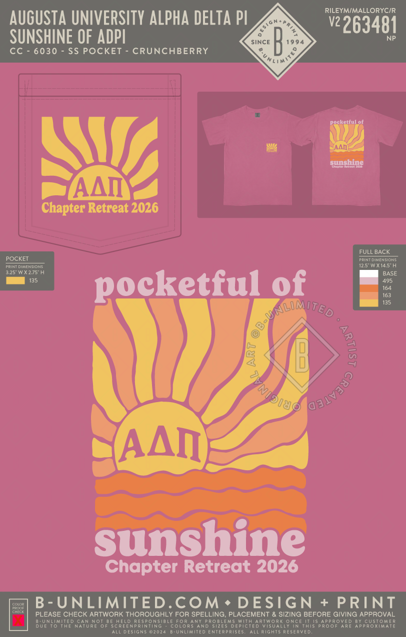 Augusta University Alpha Delta Pi - Sunshine of ADPI - CC - 6030 - SS Pocket - Crunchberry