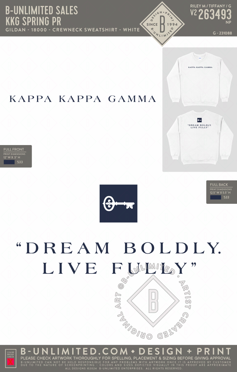B-Unlimited Sales - KKG Spring PR (EOS26) - Gildan - 18000 - Crewneck Sweatshirt - White