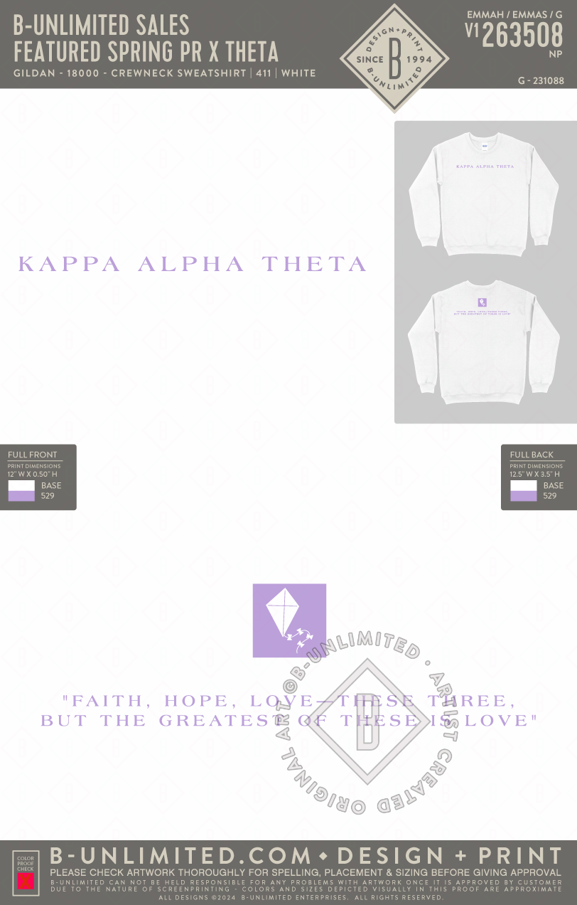 B-Unlimited Sales - Featured Spring PR x THETA (EOS26) - Gildan - 18000 - Crewneck Sweatshirt - White