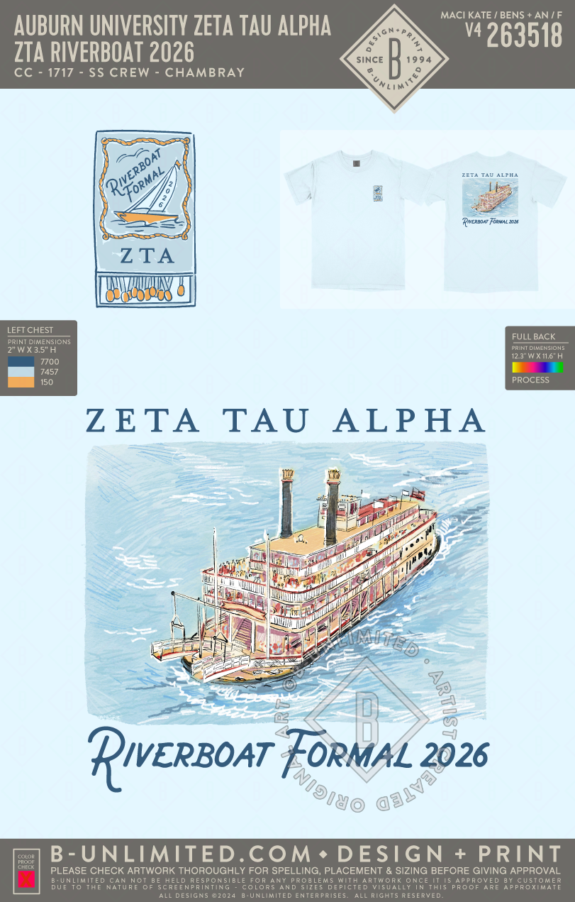 Auburn University Zeta Tau Alpha - Riverboat boat (EOS26) - CC - 1717 - SS Crew - Chambray