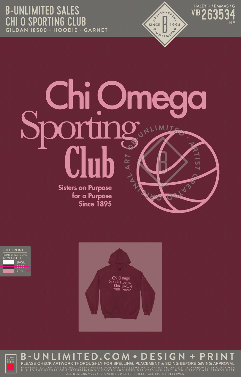 B-Greek - CHI O Sporting Club Hoodie - Garnet