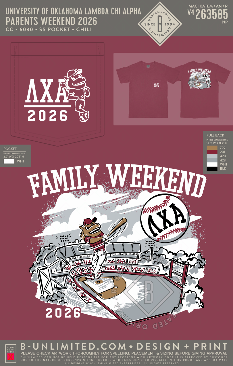 University of Oklahoma Lambda Chi Alpha - Parents Weekend 2026 (EOS26) - CC - 6030 - SS Pocket - Chili