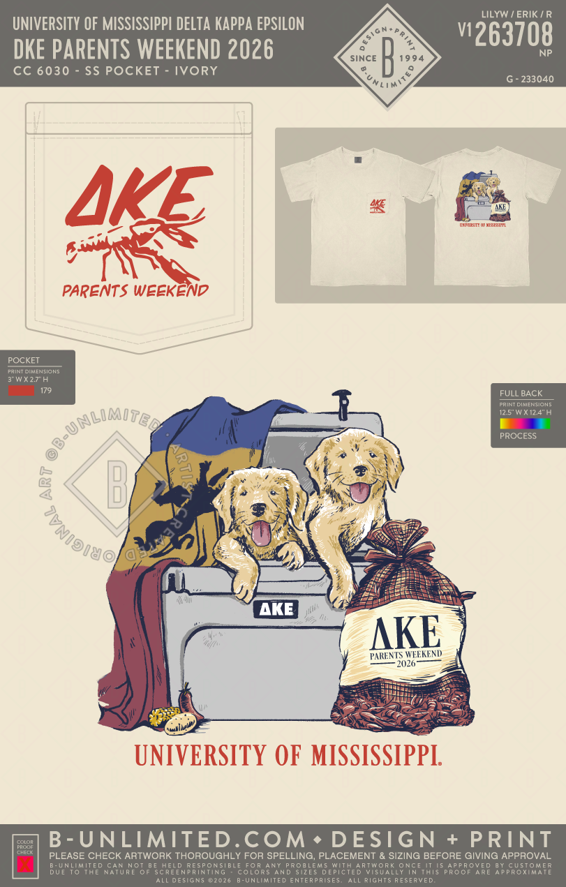 University of Mississippi Delta Kappa Epsilon - DKE Parents Weekend 2026 (EOS26) - CC - 6030 - SS Pocket - Ivory