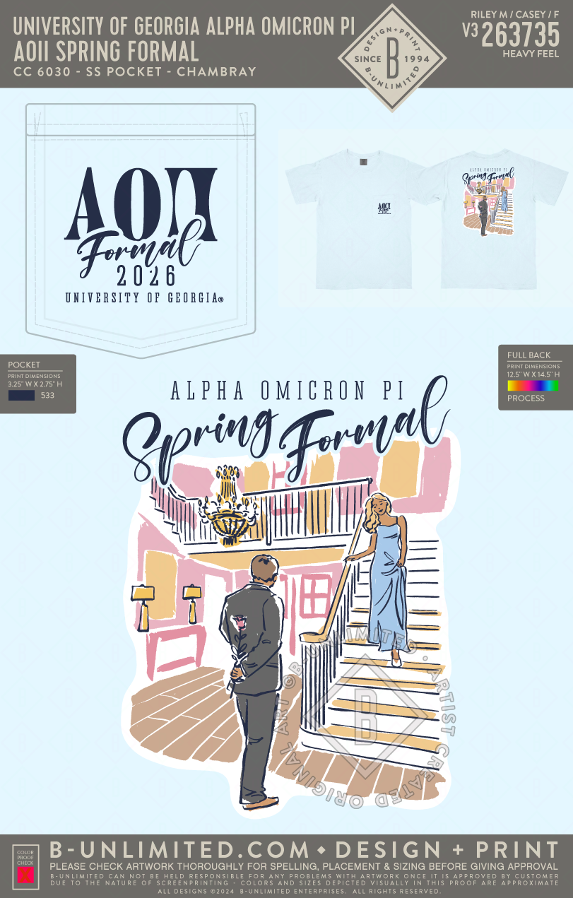 University of Georgia Alpha Omicron Pi - AOII Spring Formal(EOS26) - CC - 6030 - SS Pocket - Chambray