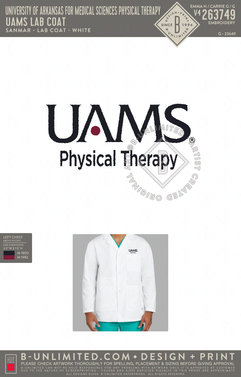 University of Arkansas for Medical Sciences Physical Therapy - UAMS Lab Coat - Wink - WW5072 - Lab Coat - White