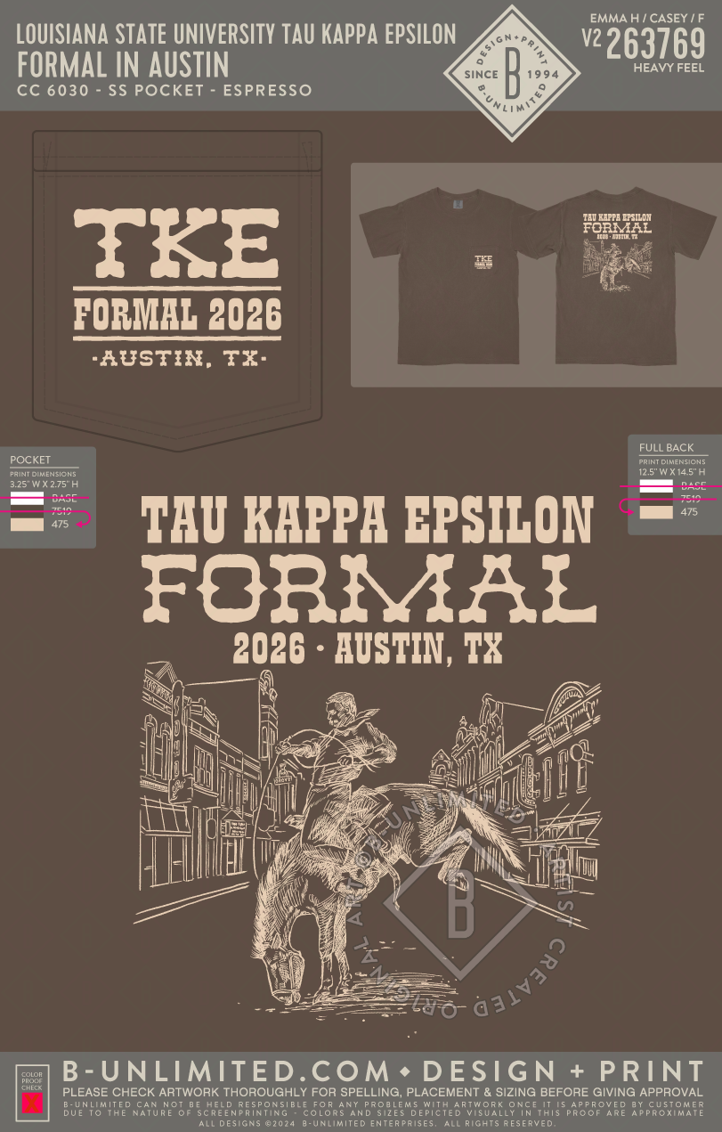 Louisiana State University Tau Kappa Epsilon - Formal in Austin - CC - 6030 - SS Pocket - Espresso
