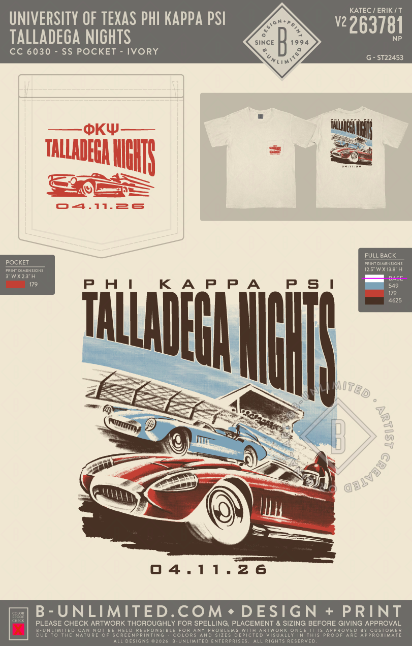 University of Texas Phi Kappa Psi - Talladega Nights (EOS26) - CC - 6030 - SS Pocket - Ivory
