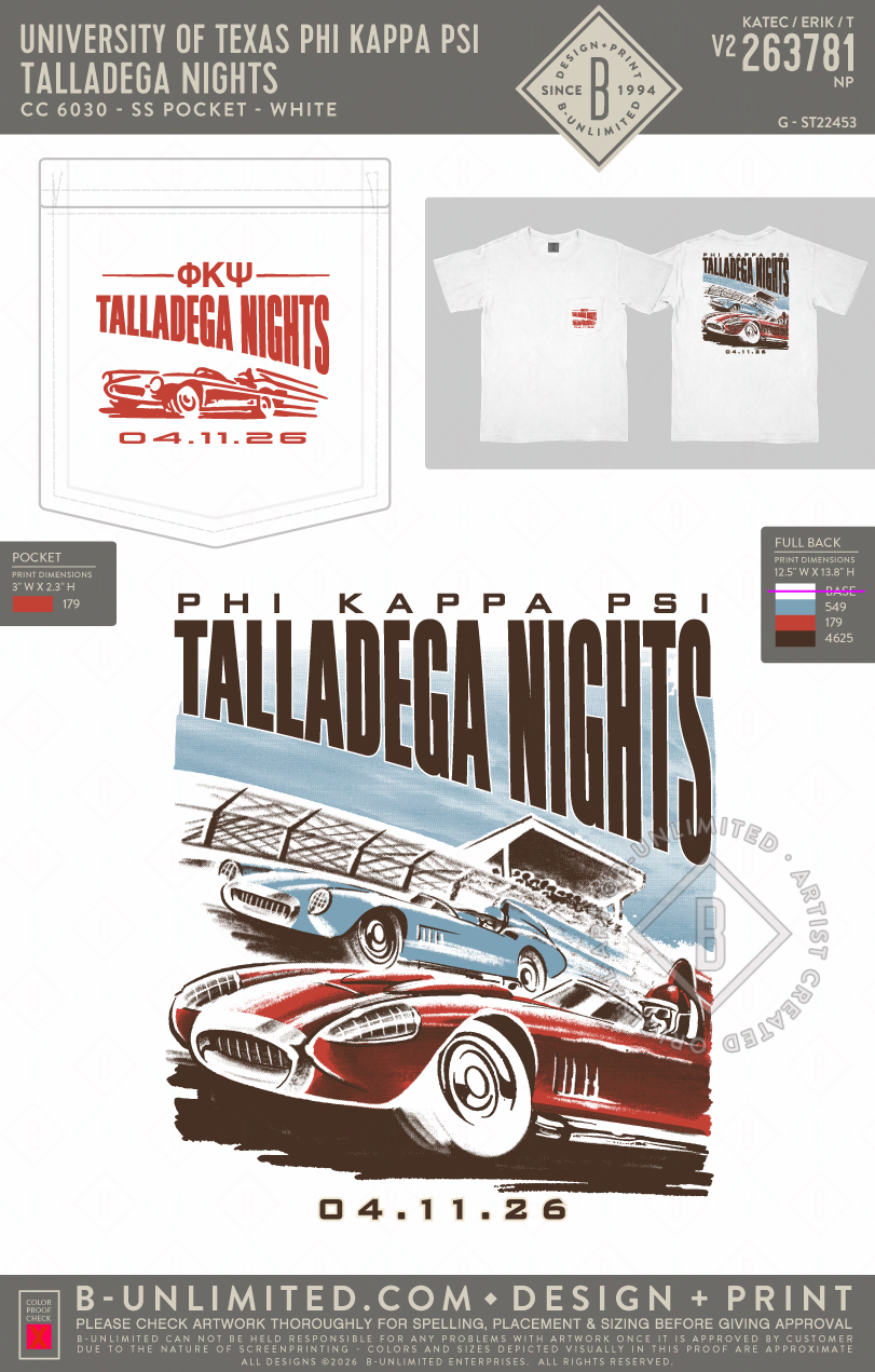 University of Texas Phi Kappa Psi - Talladega Nights (EOS26) - CC - 6030 - SS Pocket - White