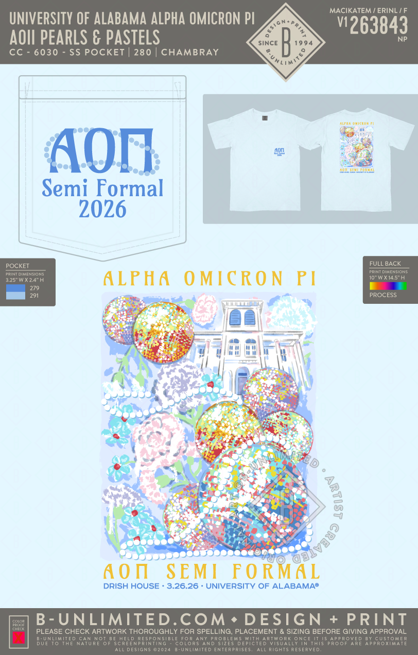 University of Alabama Alpha Omicron Pi - AOII Semi Formal (EOS26) - CC - 6030 - SS Pocket - Chambray