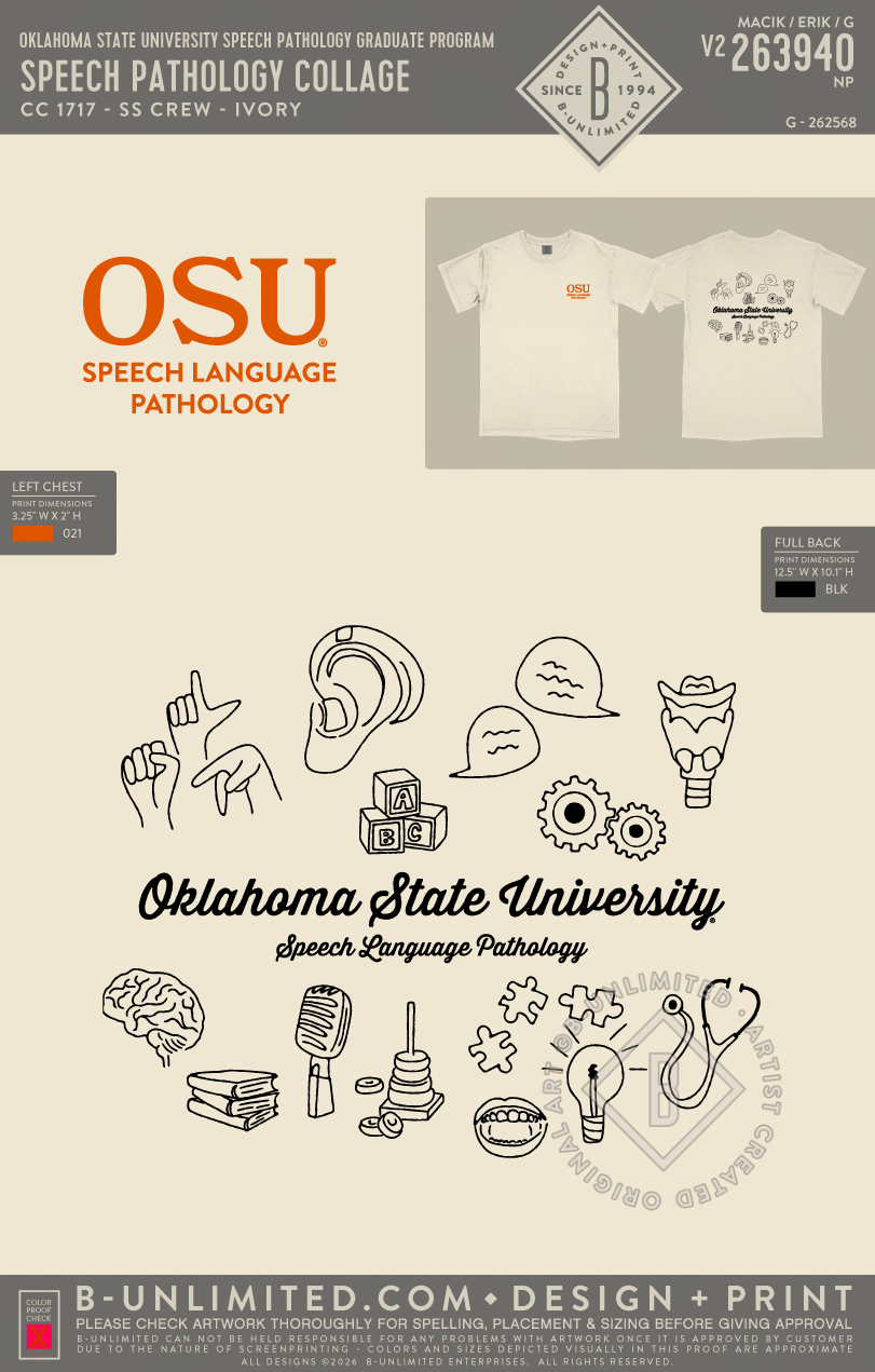 Oklahoma State University Speech Pathology Graduate Program - Speech Pathology Collage - CC - 1717 - SS Crew - Ivory