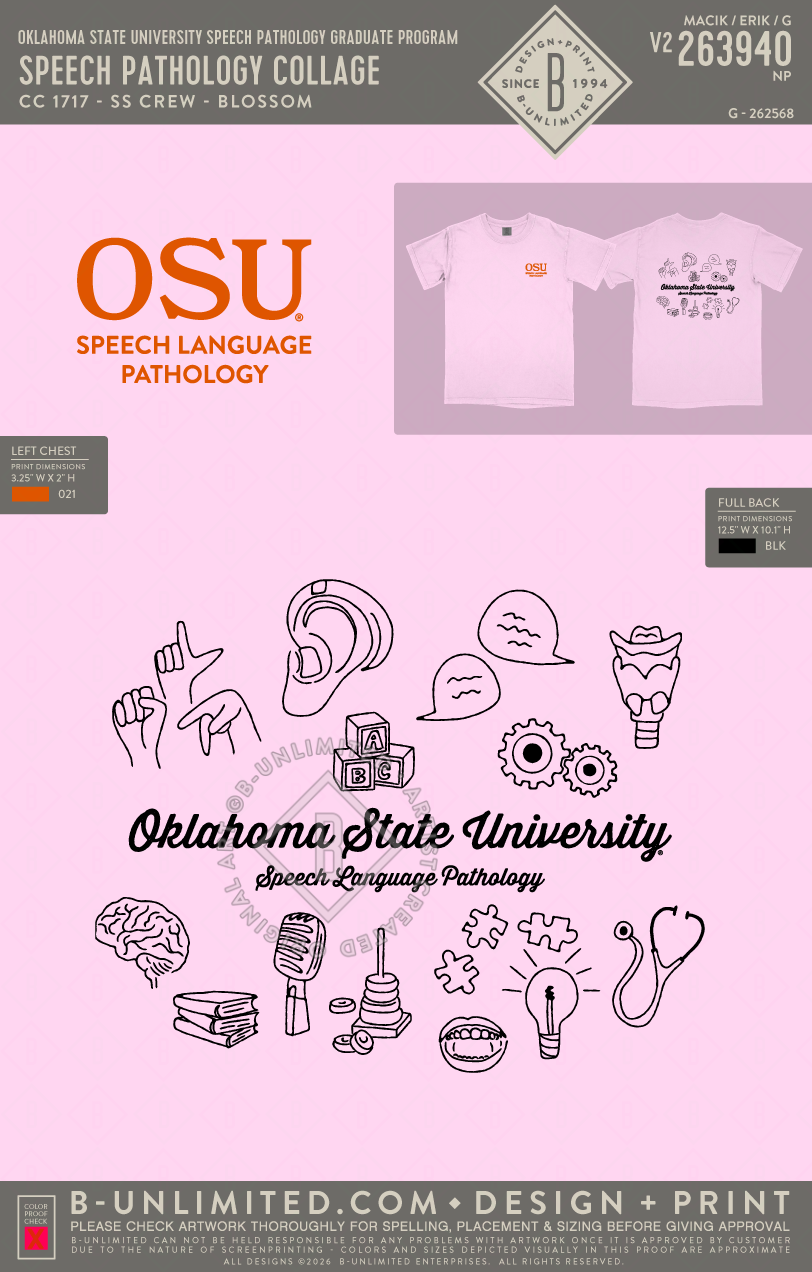 Oklahoma State University Speech Pathology Graduate Program - Speech Pathology Collage - CC - 1717 - SS Crew - Blossom