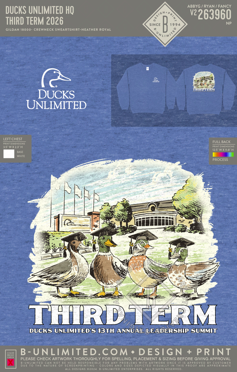 Ducks Unlimited HQ - Third Term 2026 - Gildan - 18000 - Crewneck Sweatshirt - Heather Sport Royal