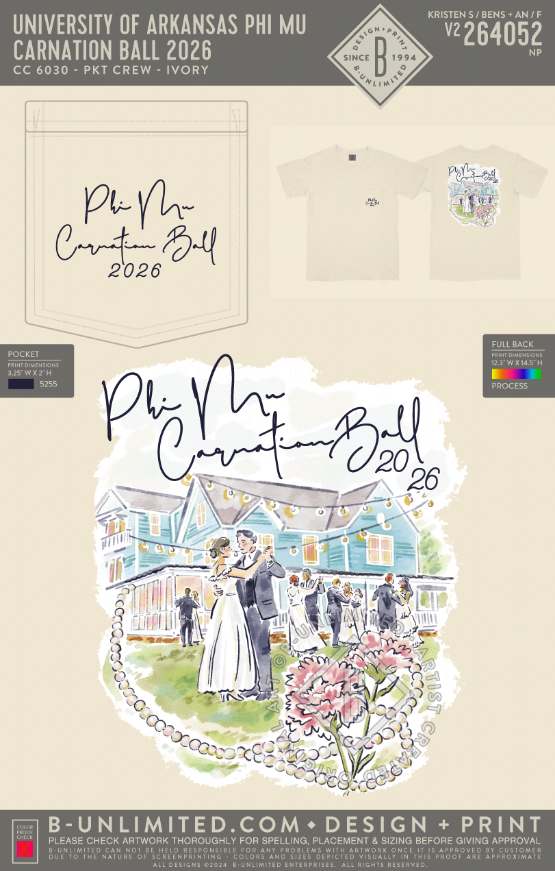 University of Arkansas Phi Mu - Carnation Ball 2026 (EOS26) - CC - 6030 - SS Pocket - Ivory