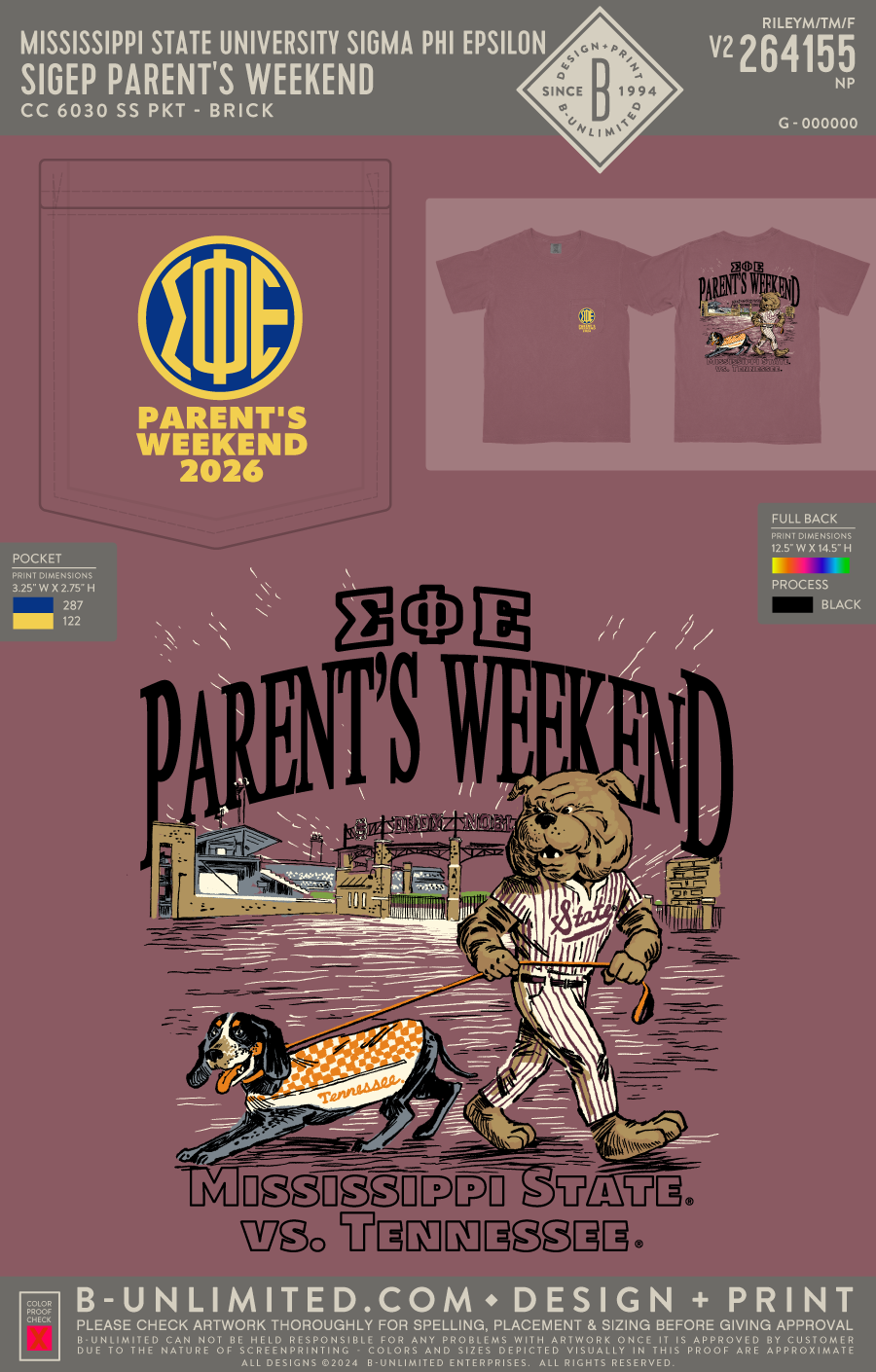 Mississippi State University Sigma Phi Epsilon - Sigep Parent's Weekend(EOS26) - CC - 6030 - SS Pocket - Brick