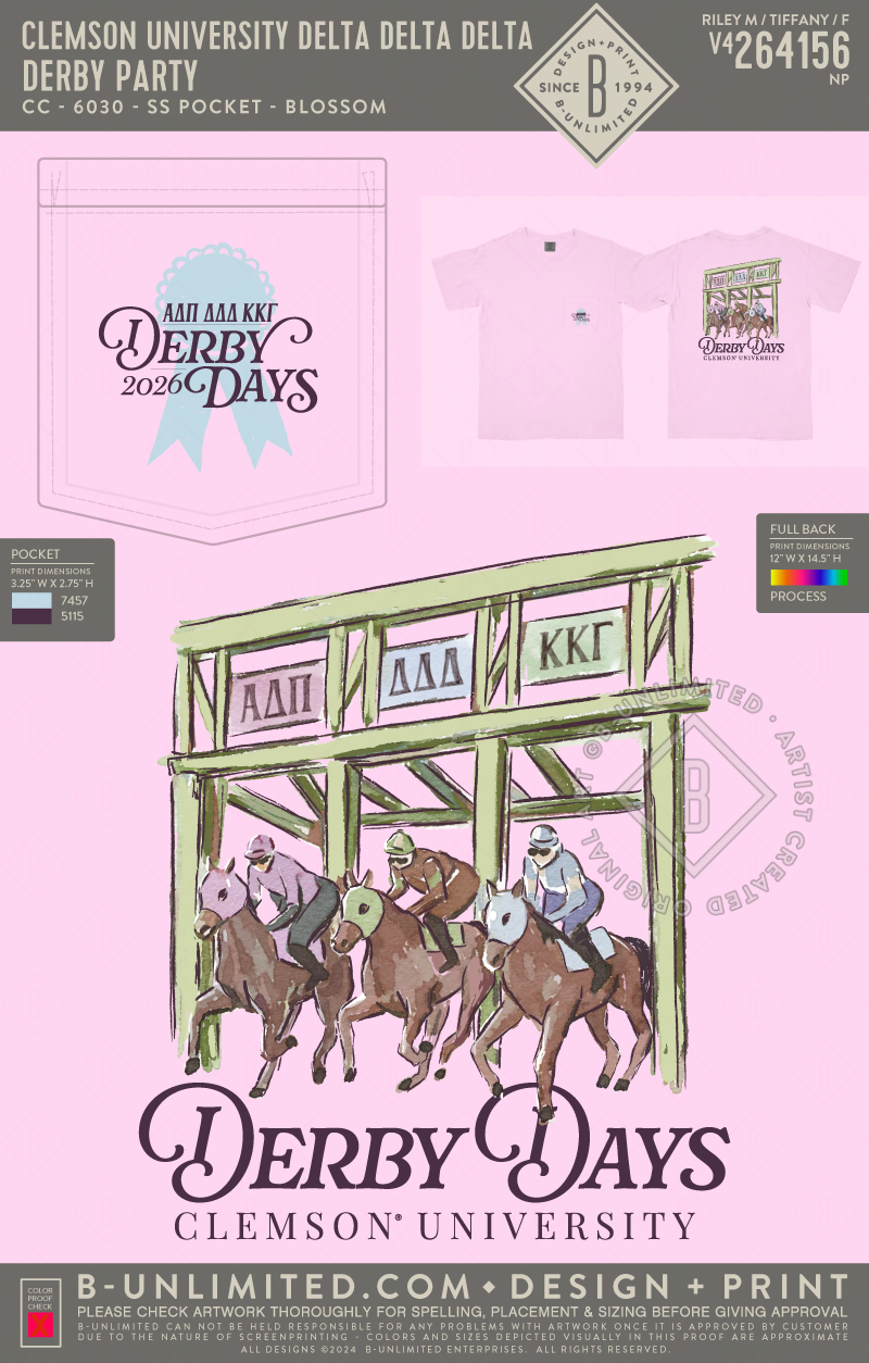 Clemson University Delta Delta Delta - Derby Party(EOS26) - CC - 6030 - SS Pocket - Blossom