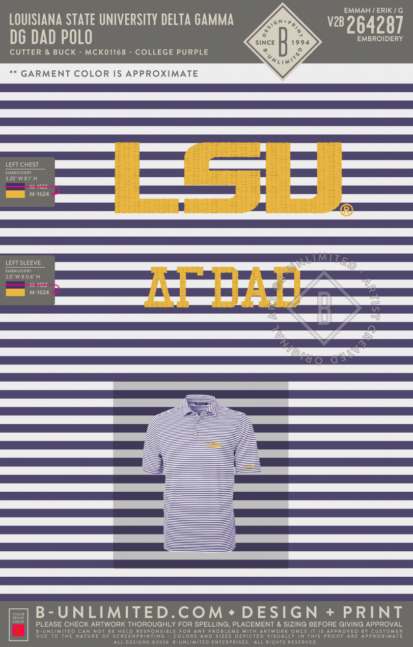 Louisiana State University Delta Gamma - DG Dad Polo - Cutter & Buck - MCK01168 - Virtue Eco Pique Stripe Recycled Mens Polo - College Purple/White