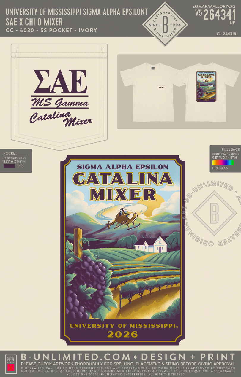University of Mississippi Sigma Alpha Epsilon - SAE x Chi O Mixer - CC - 6030 - SS Pocket - Ivory