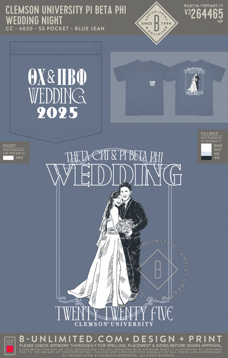 Clemson University Pi Beta Phi - Wedding Night - CC - 6030 - SS Pocket - Blue Jean