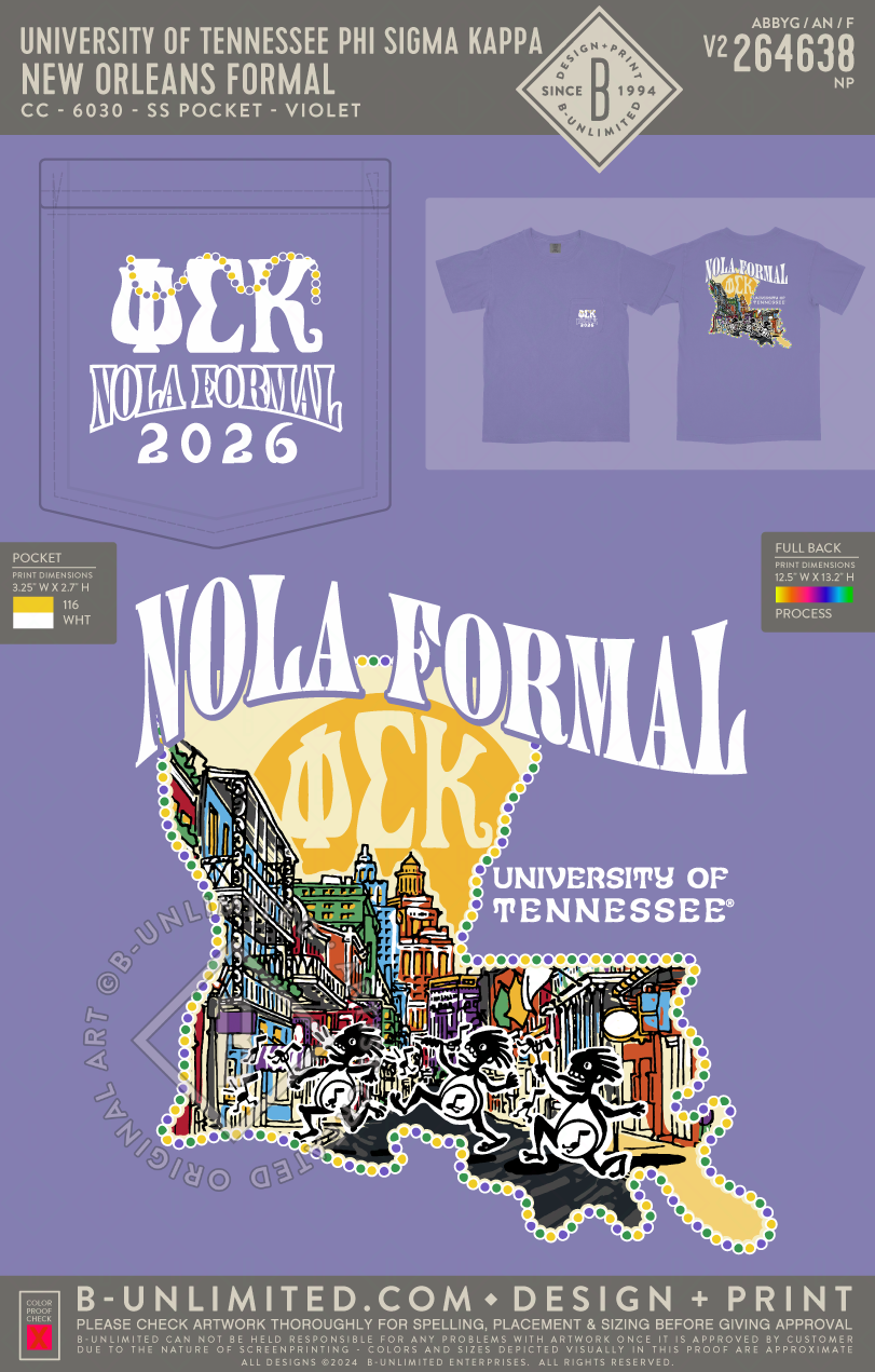 University of Tennessee Phi Sigma Kappa - New Orleans Formal - CC - 6030 - SS Pocket - Violet