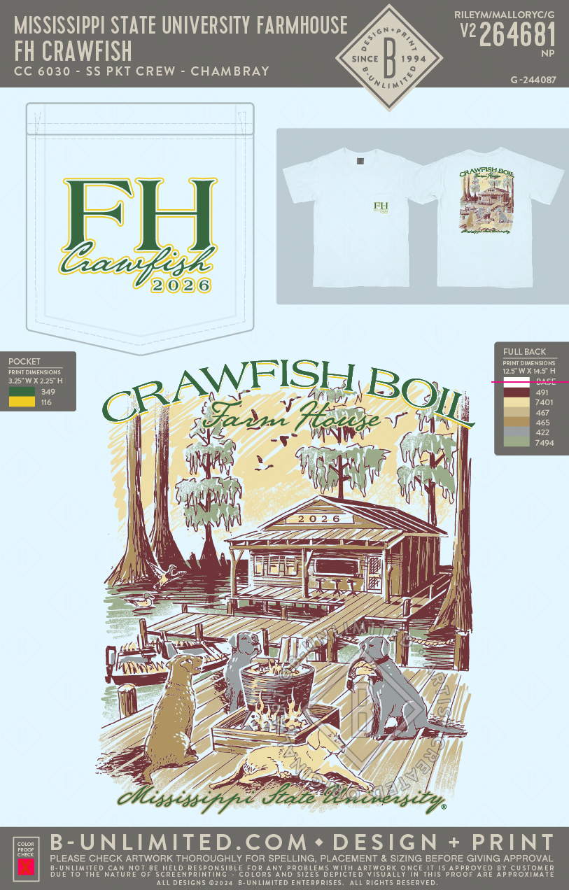 Mississippi State University Farmhouse - FH Crawfish(EOS26) - CC - 6030 - SS Pocket - Chambray