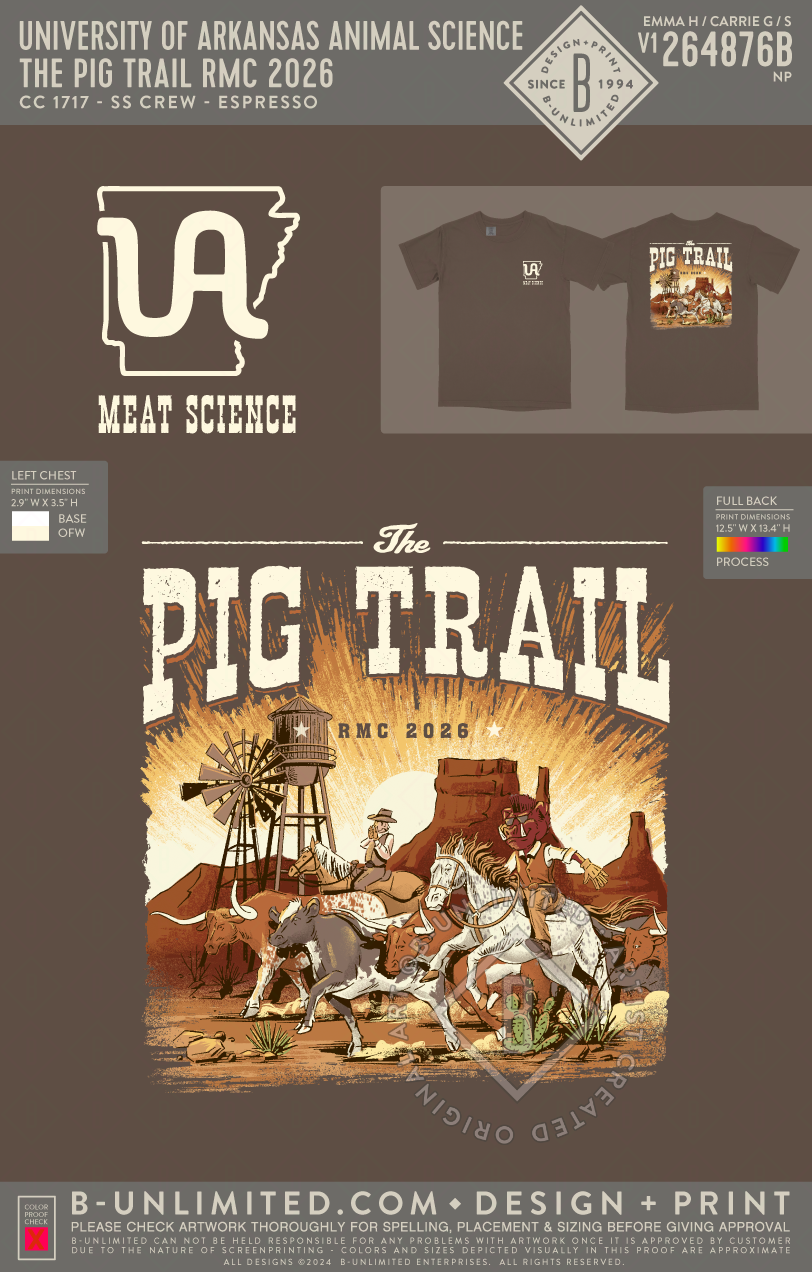 University of Arkansas Animal Science - The Pig Trail RMC 2026 - CC - 1717 - SS Crew - Espresso
