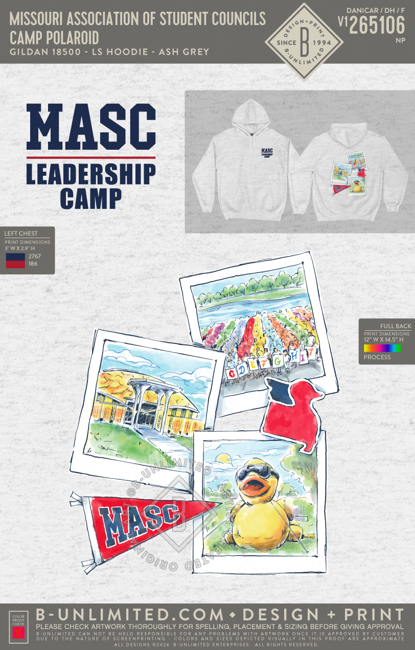 Missouri Association of Student Councils - Camp Polaroid - Gildan - 18500 - Hoodie - Ash Grey
