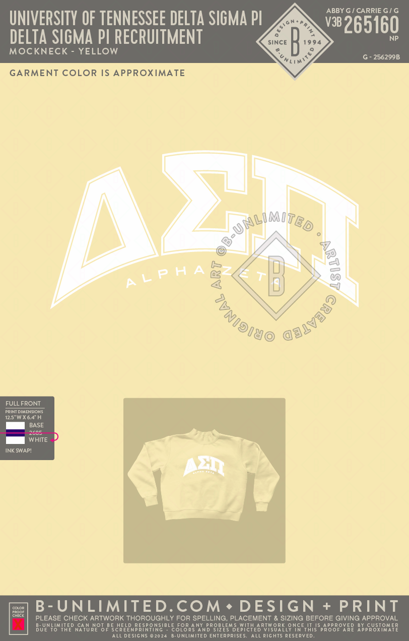 University of Tennessee Delta Sigma Pi - Delta Sigma Pi Recruitment - Tap Stitch - WW0004-P001-V2 - Mockneck Crewneck Sweatshirt - Yellow