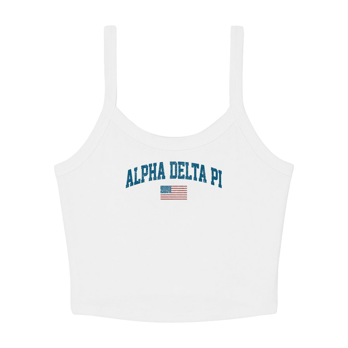 B-Unlimited Greek - Simple American - Alpha Delta Pi - B+C - 1012 - Micro Rib Spaghetti Strap Tank - Solid White Blend