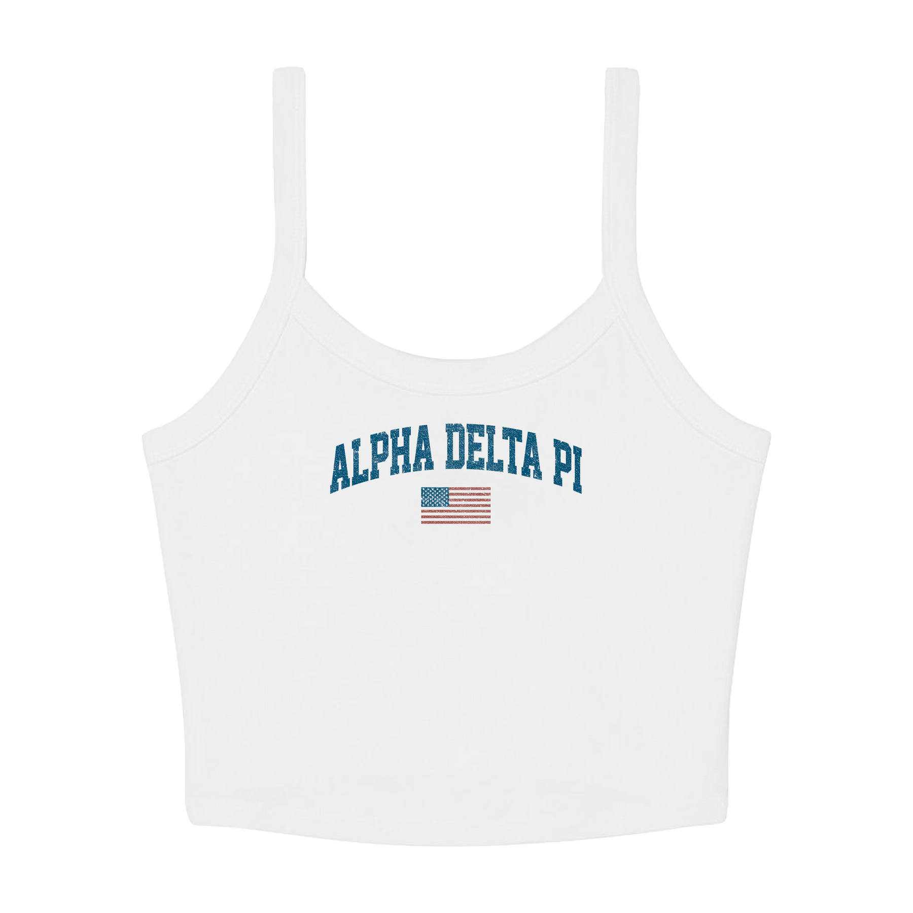 B-Unlimited Greek - Simple American - Alpha Delta Pi - B+C - 1012 - Micro Rib Spaghetti Strap Tank - Solid White Blend