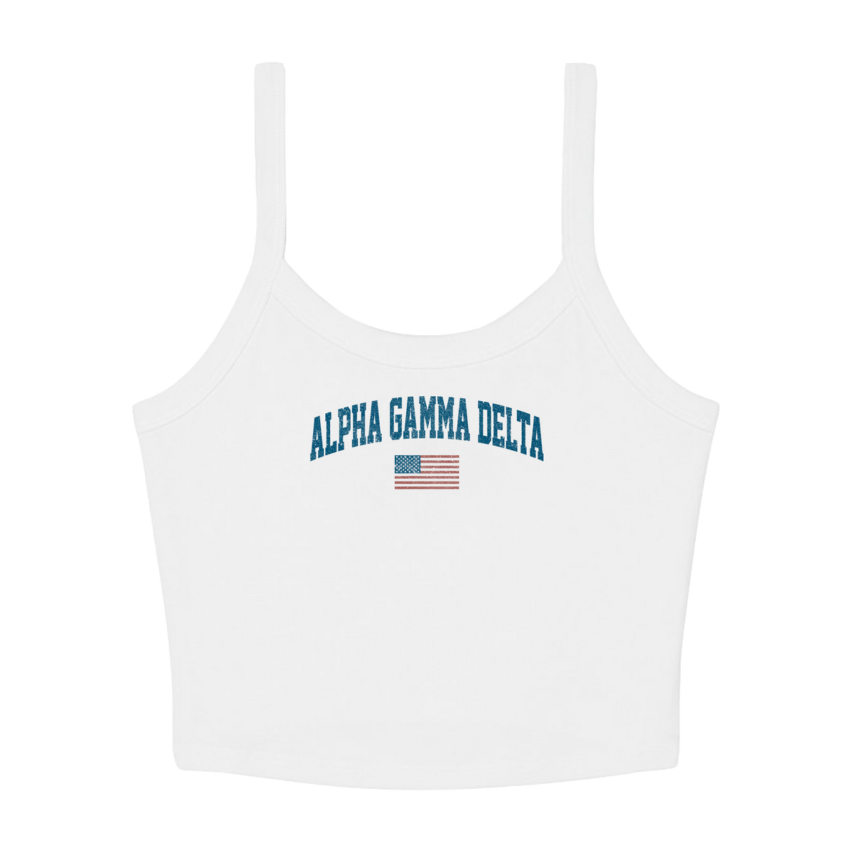 B-Unlimited Greek - Simple American - Alpha Gamma Delta - B+C - 1012 - Micro Rib Spaghetti Strap Tank - Solid White Blend
