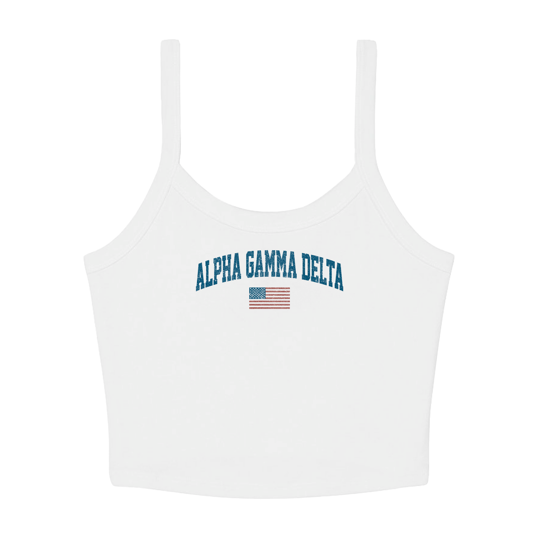 B-Unlimited Greek - Simple American - Alpha Gamma Delta - B+C - 1012 - Micro Rib Spaghetti Strap Tank - Solid White Blend