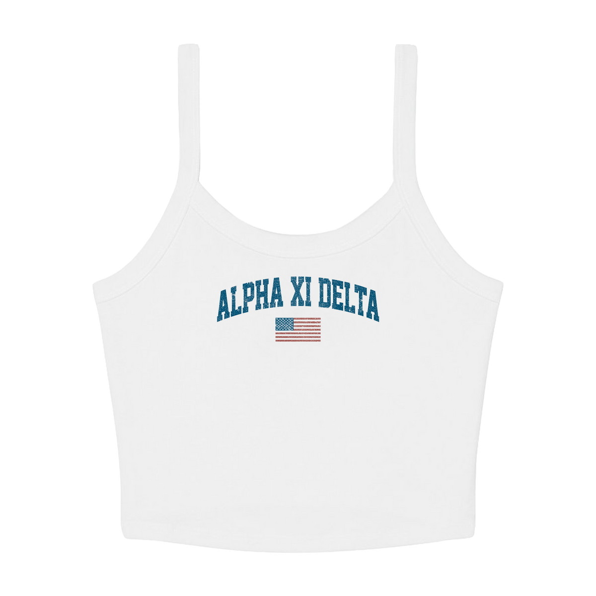 B-Unlimited Greek - Simple American - Alpha Xi Delta - B+C - 1012 - Micro Rib Spaghetti Strap Tank - Solid White Blend