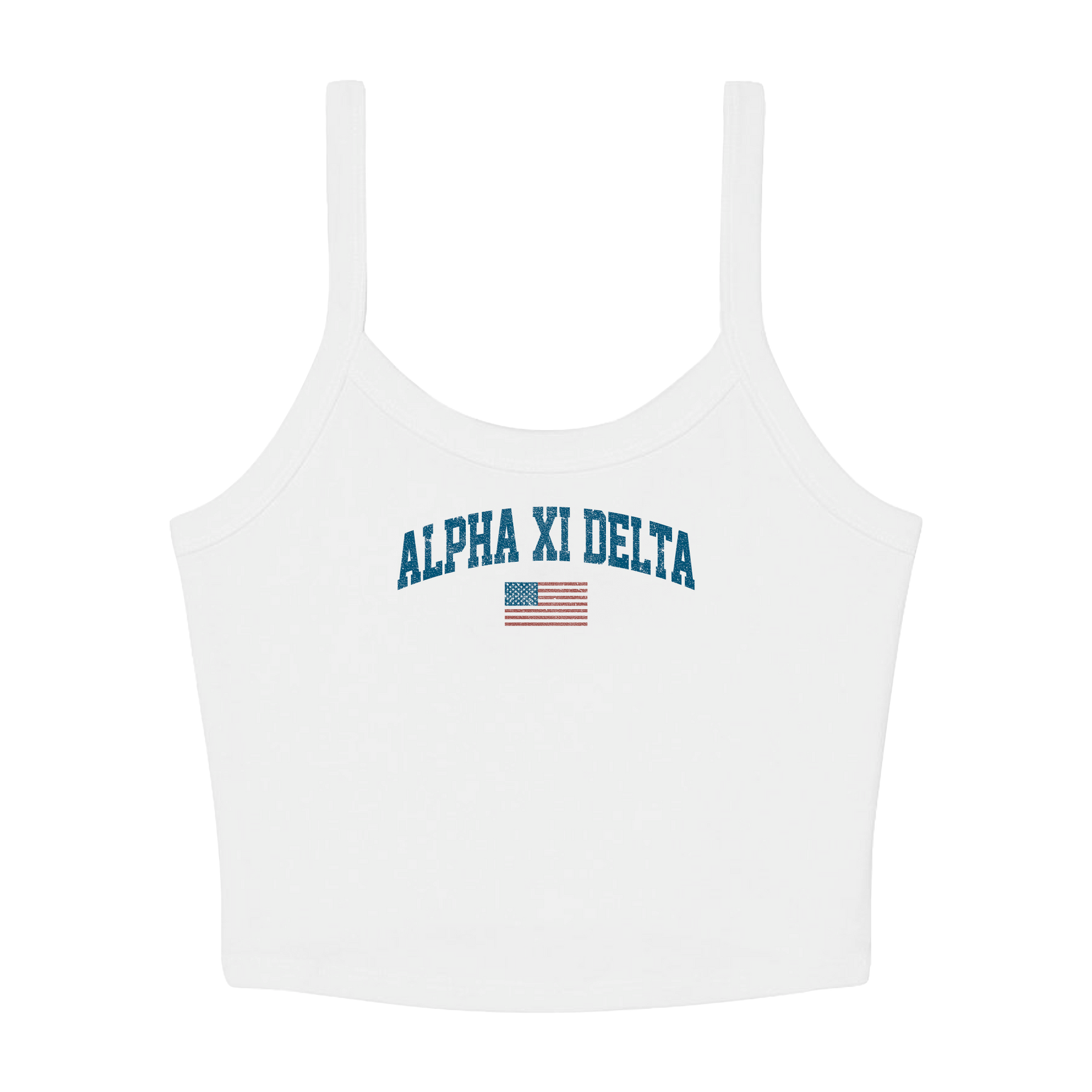 B-Unlimited Greek - Simple American - Alpha Xi Delta - B+C - 1012 - Micro Rib Spaghetti Strap Tank - Solid White Blend