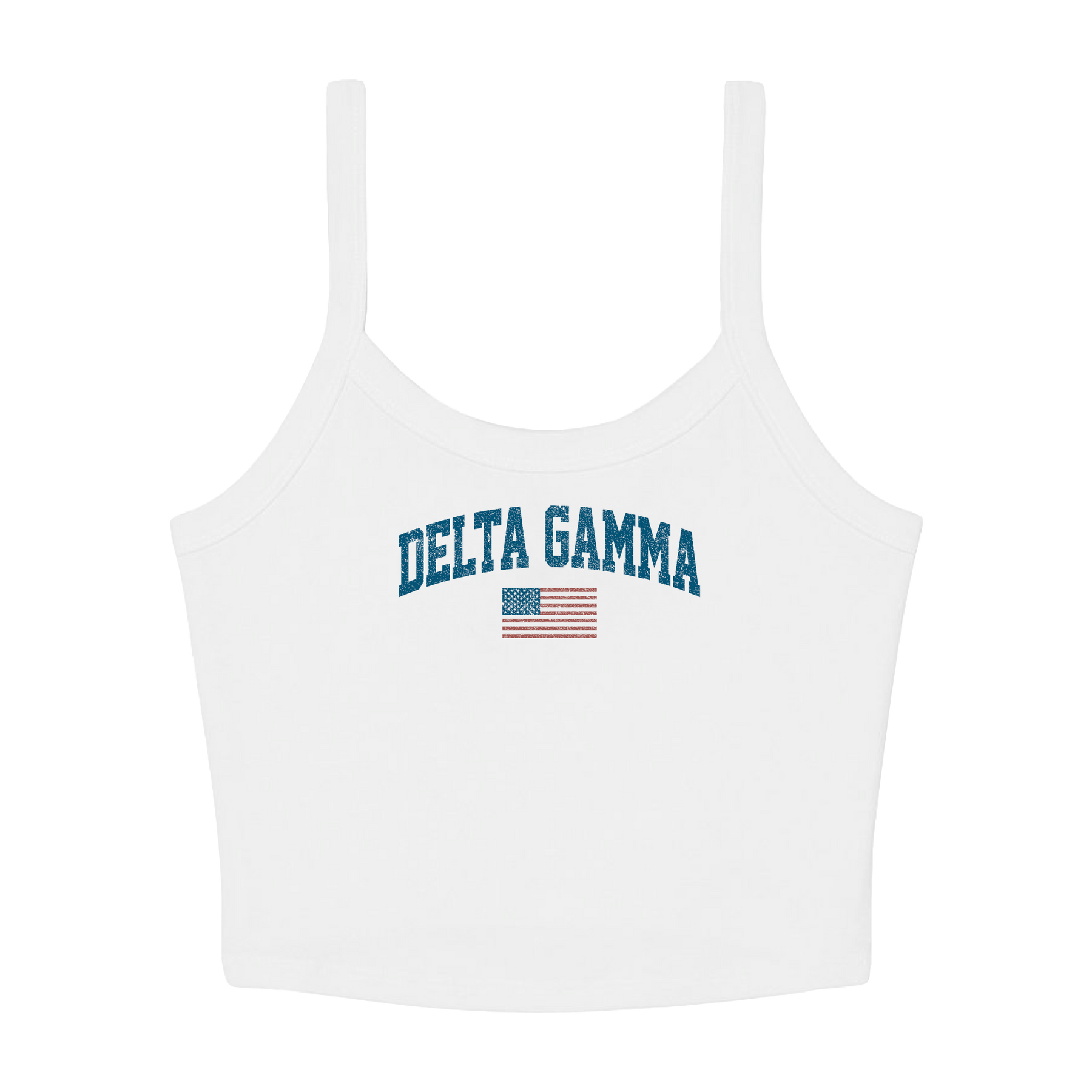 B-Unlimited Greek - Simple American - Delta Gamma - B+C - 1012 - Micro Rib Spaghetti Strap Tank - Solid White Blend