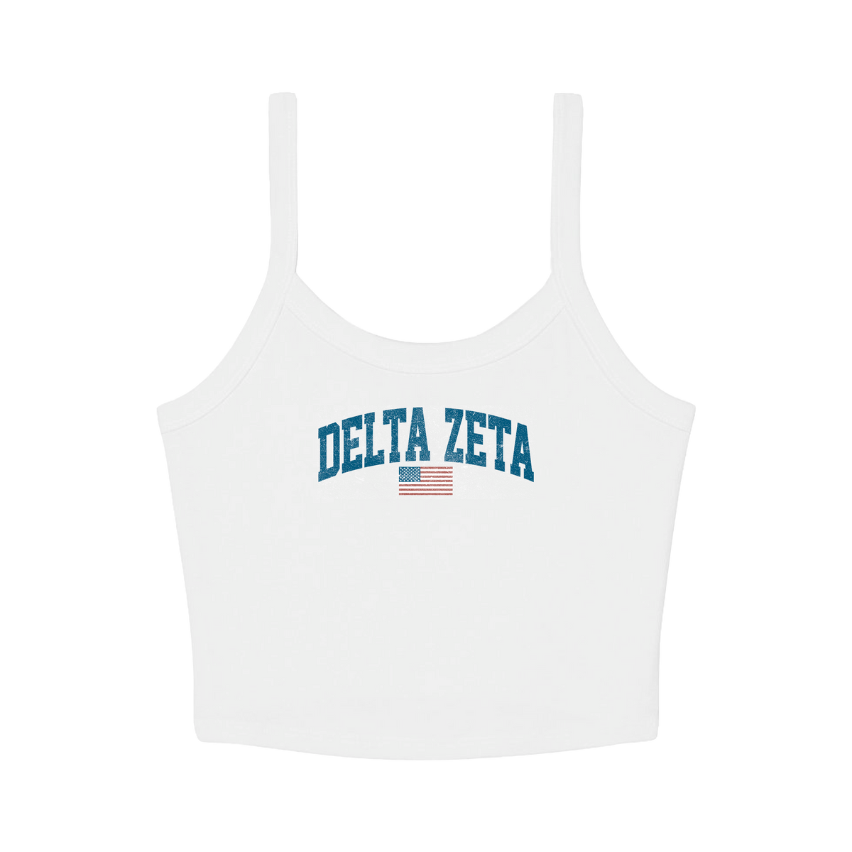 B-Unlimited Greek - Simple American - Delta Zeta - B+C - 1012 - Micro Rib Spaghetti Strap Tank - Solid White Blend