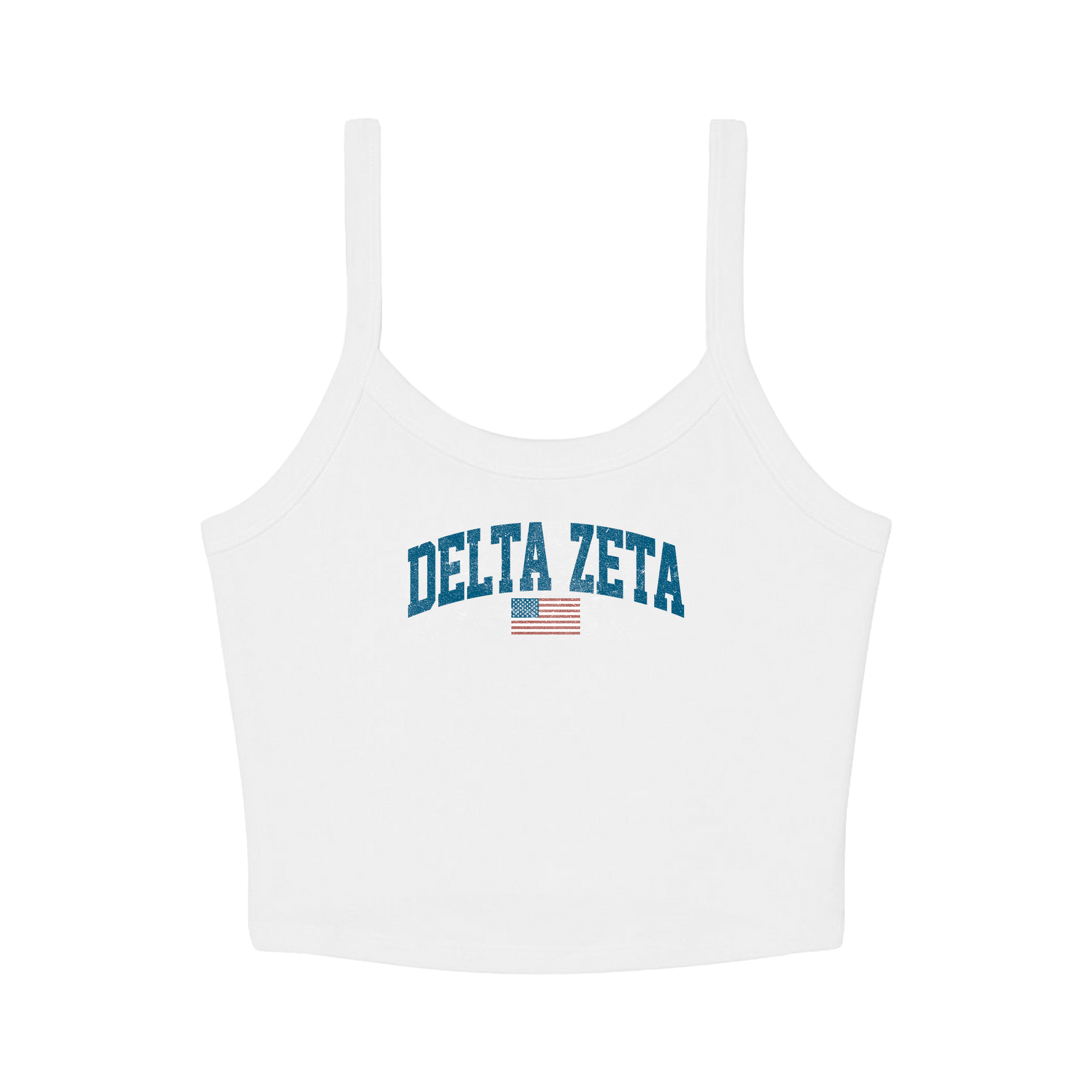 B-Unlimited Greek - Simple American - Delta Zeta - B+C - 1012 - Micro Rib Spaghetti Strap Tank - Solid White Blend