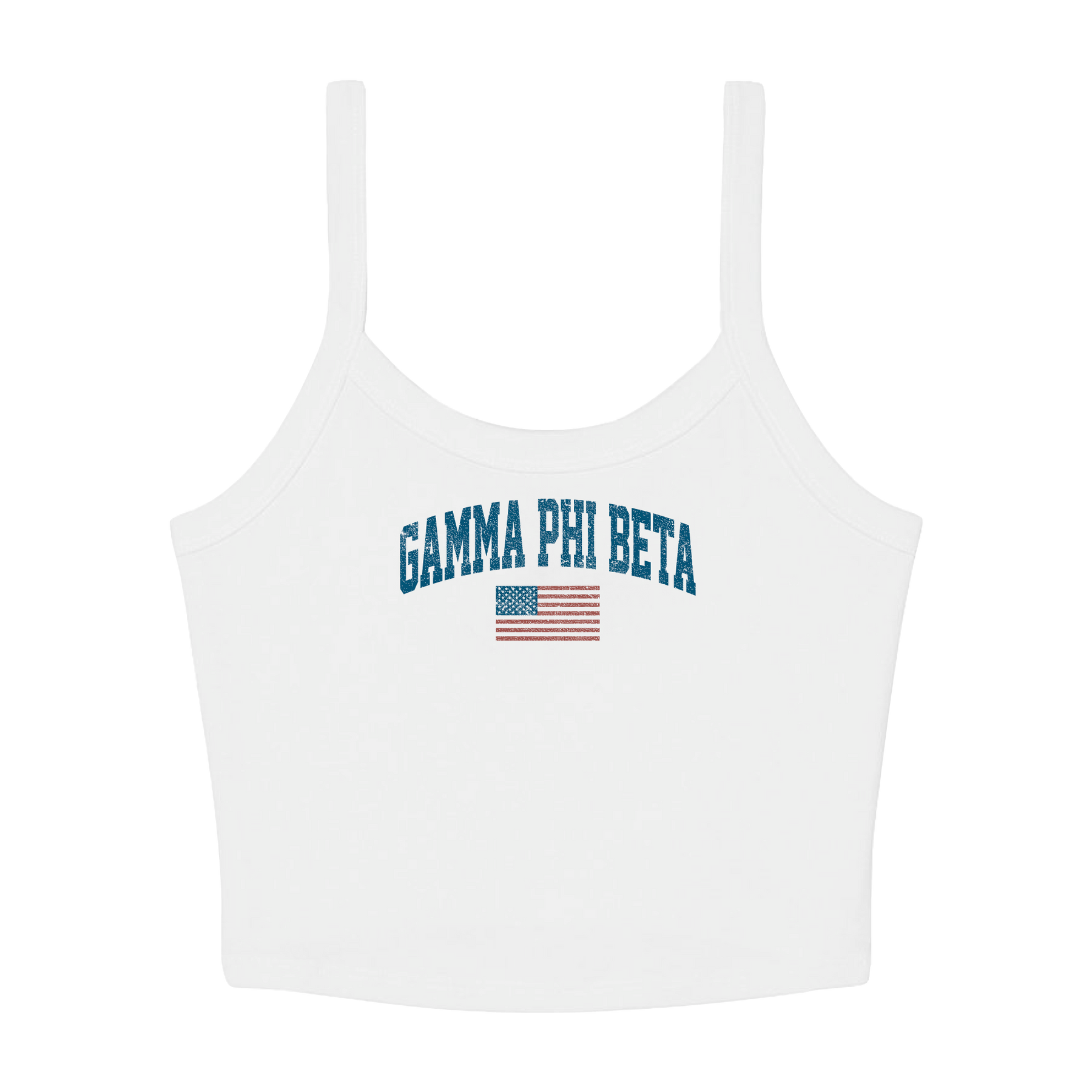 B-Unlimited Greek - Simple American - Gamma Phi Beta - B+C - 1012 - Micro Rib Spaghetti Strap Tank - Solid White Blend