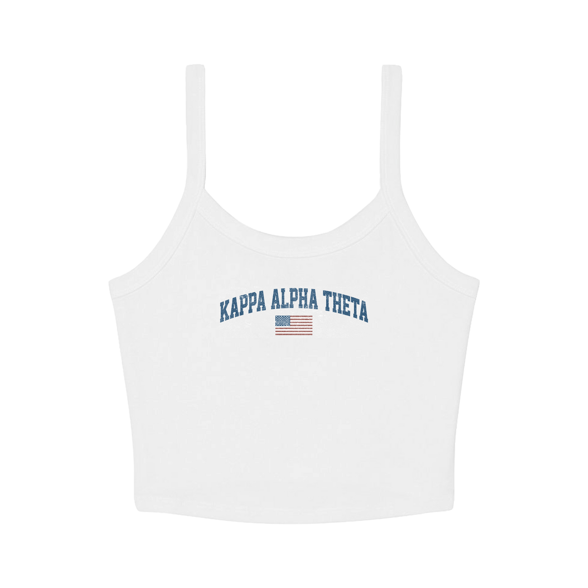 B-Unlimited Greek - Simple American - Kappa Alpha Theta - B+C - 1012 - Micro Rib Spaghetti Strap Tank - Solid White Blend