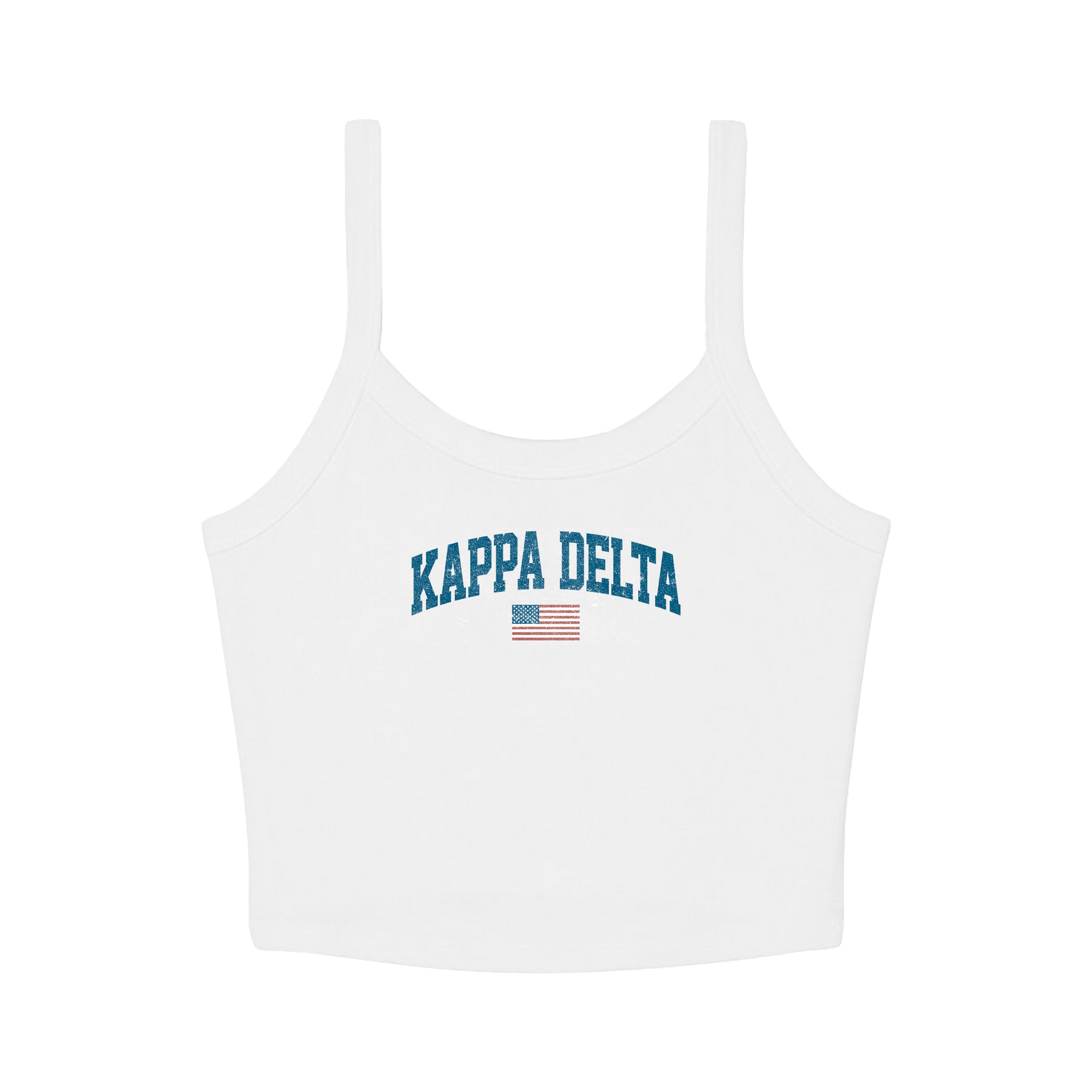 B-Unlimited Greek - Simple American - Kappa Delta - B+C - 1012 - Micro Rib Spaghetti Strap Tank - Solid White Blend