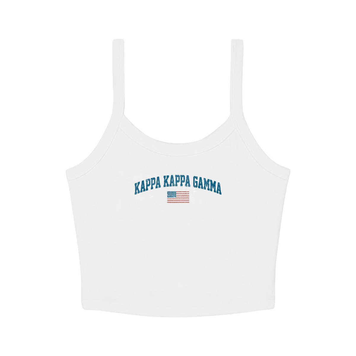 B-Unlimited Greek - Simple American - Kappa Kappa Gamma - B+C - 1012 - Micro Rib Spaghetti Strap Tank - Solid White Blend