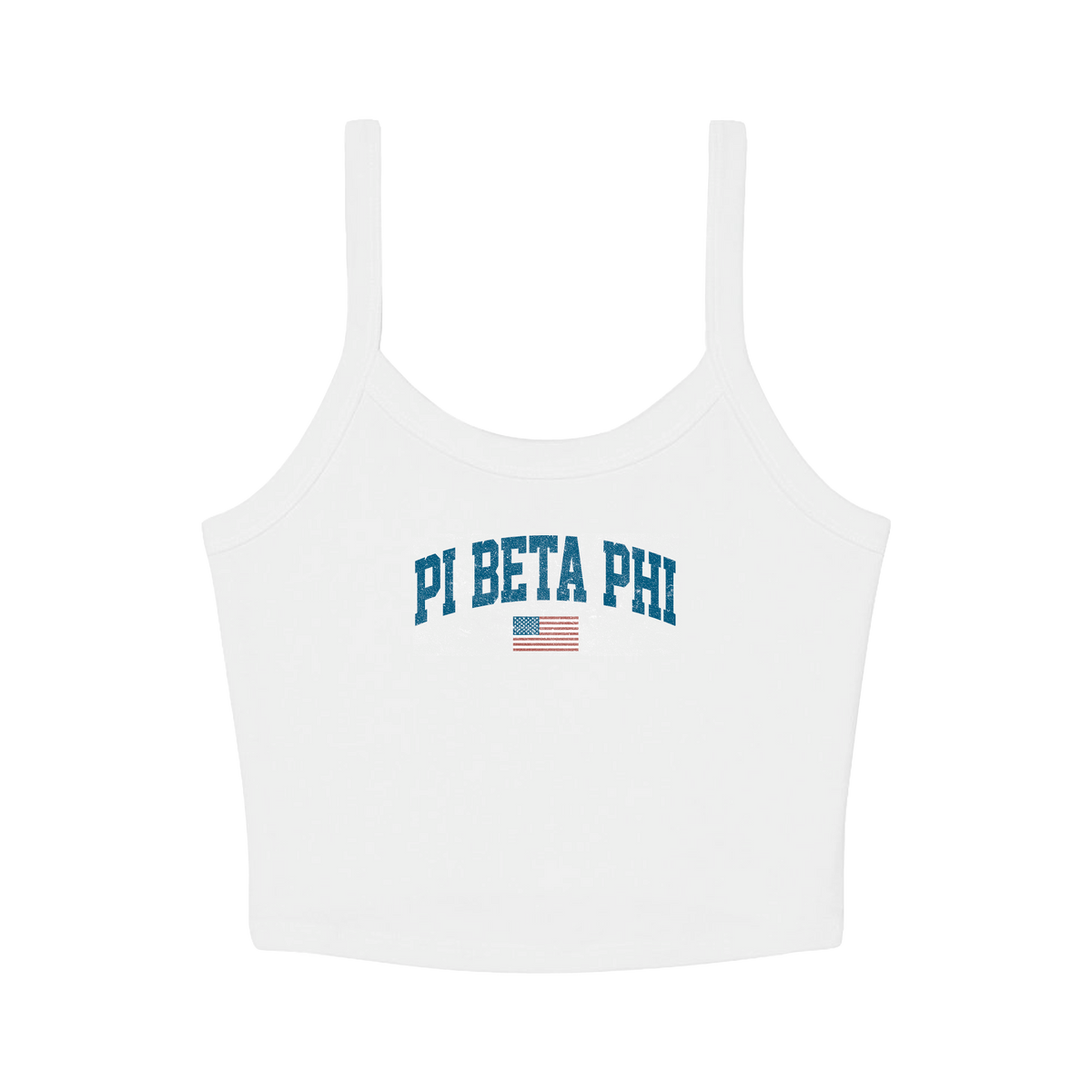 B-Unlimited Greek - Simple American - Pi Beta Phi - B+C - 1012 - Micro Rib Spaghetti Strap Tank - Solid White Blend