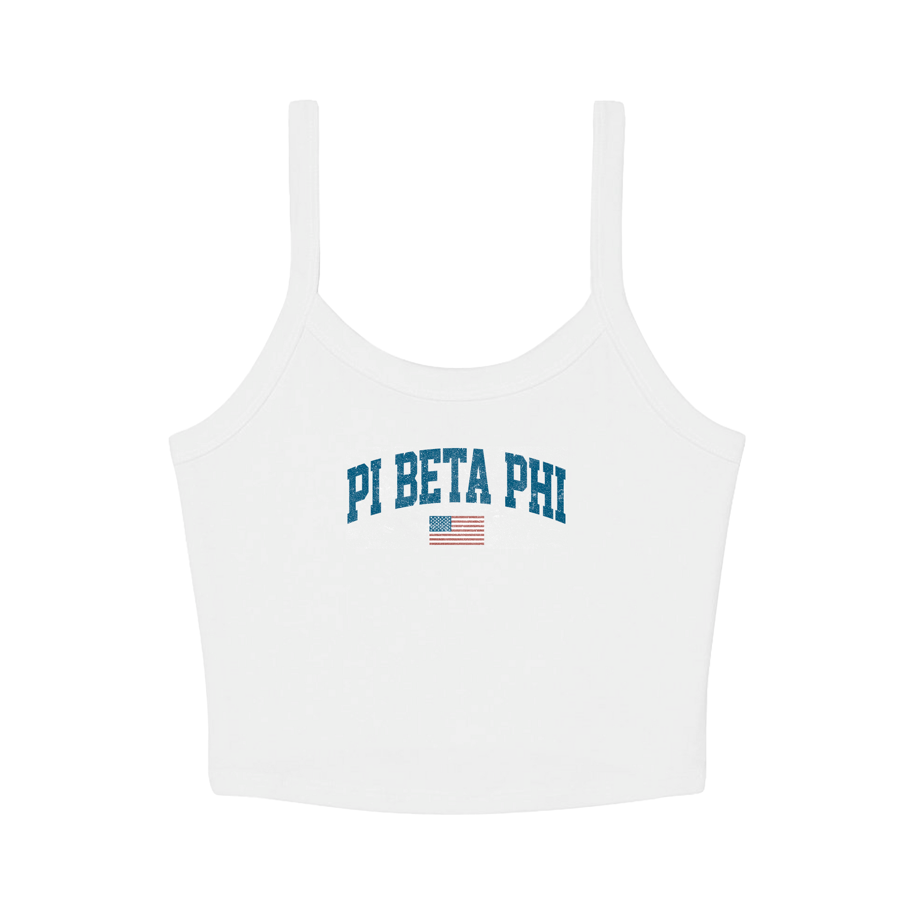 B-Unlimited Greek - Simple American - Pi Beta Phi - B+C - 1012 - Micro Rib Spaghetti Strap Tank - Solid White Blend