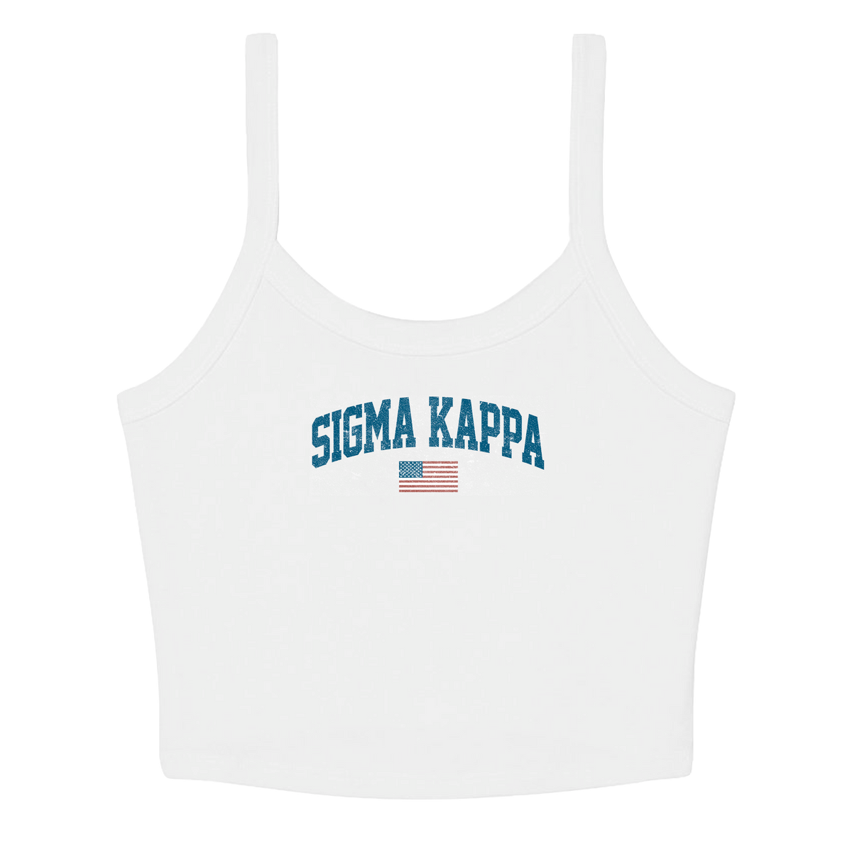B-Unlimited Greek - Simple American - Sigma Kappa - B+C - 1012 - Micro Rib Spaghetti Strap Tank - Solid White Blend
