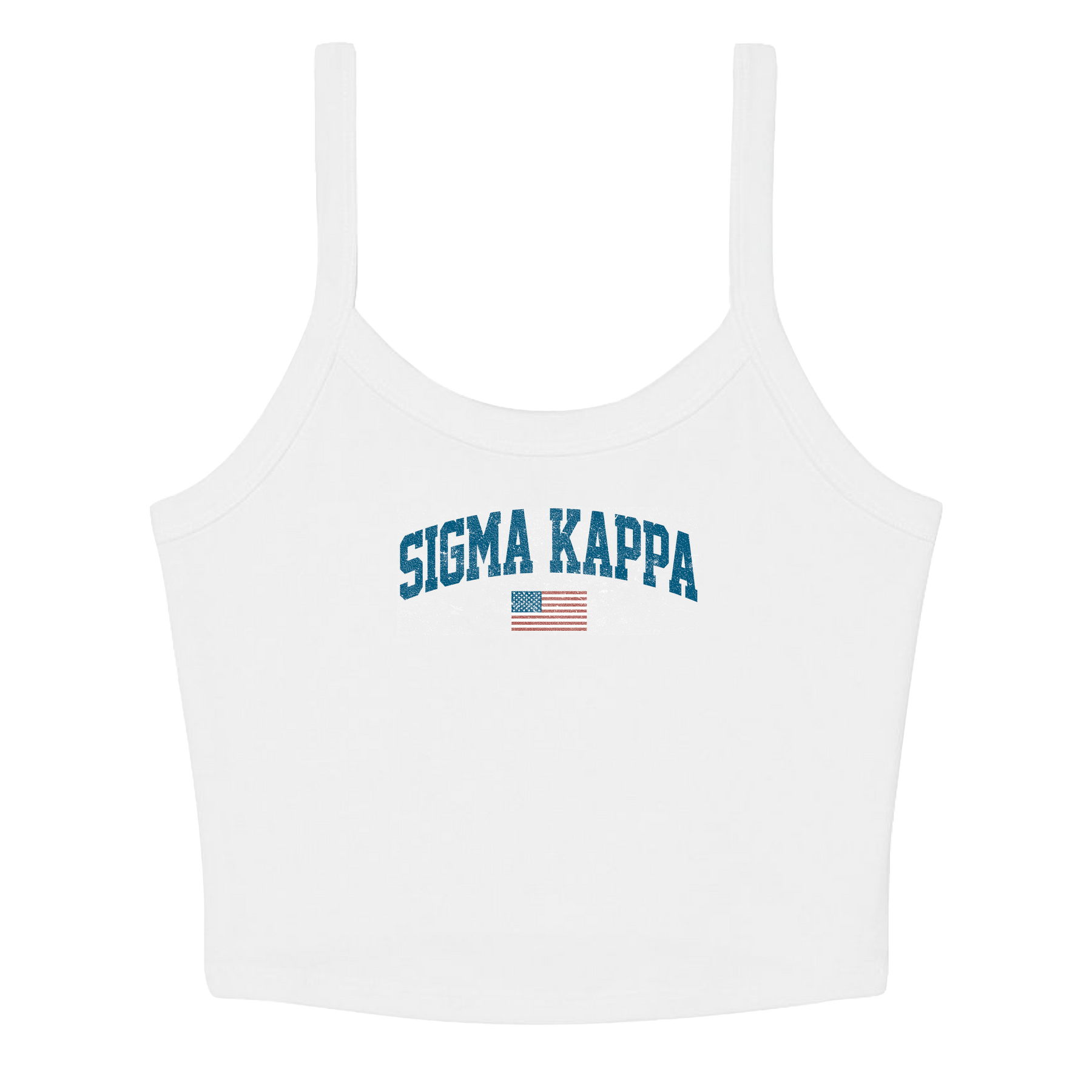 B-Unlimited Greek - Simple American - Sigma Kappa - B+C - 1012 - Micro Rib Spaghetti Strap Tank - Solid White Blend