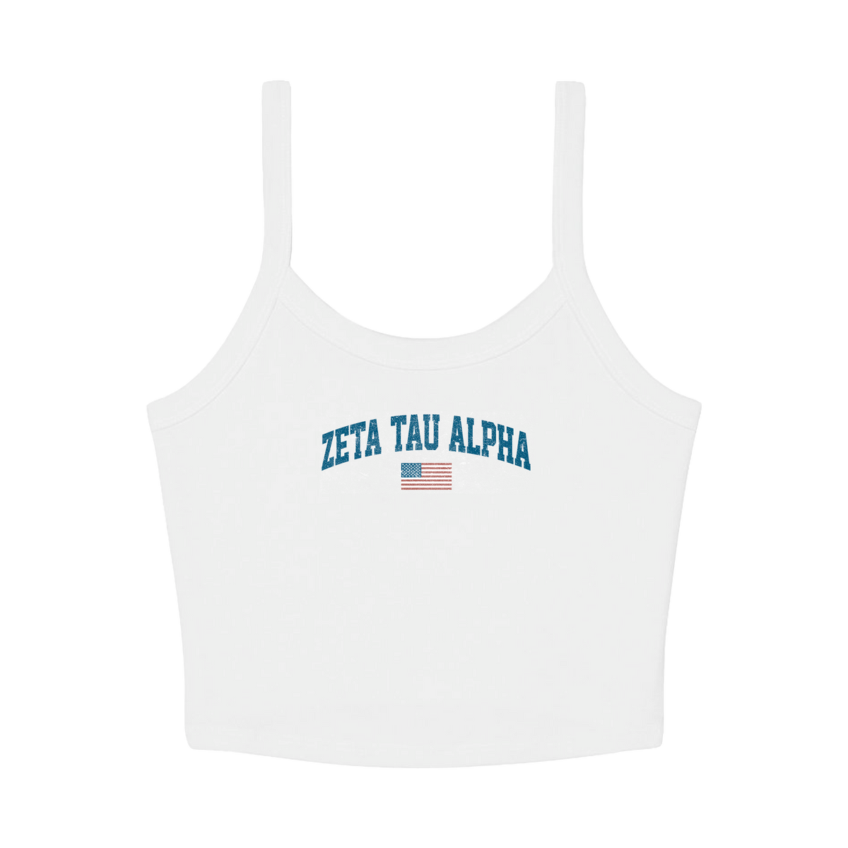 B-Unlimited Greek - Simple American - Zeta Tau Alpha - B+C - 1012 - Micro Rib Spaghetti Strap Tank - Solid White Blend