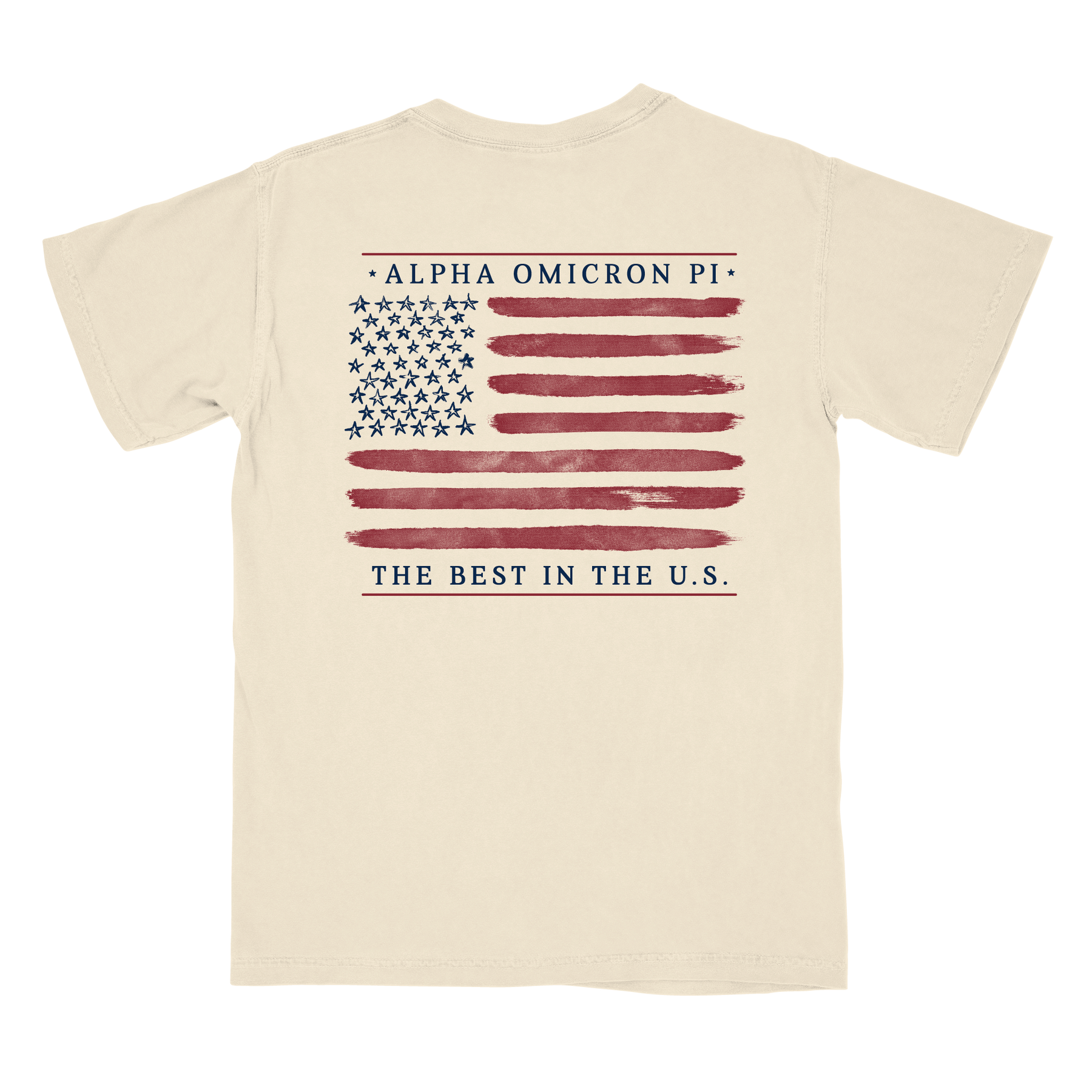 B-Unlimited Greek - Red, White, and Blue - Alpha Omicron Pi - CC - 6030 - SS Pocket - Ivory
