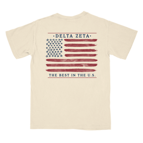 B-Unlimited Greek - Red, White, and Blue - Delta Zeta - CC - 6030 - SS Pocket - Ivory