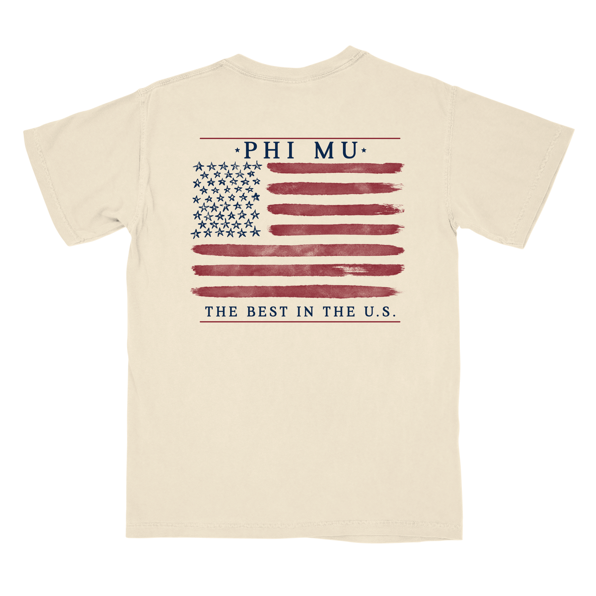 B-Unlimited Greek - Red, White, and Blue - Phi Mu - CC - 6030 - SS Pocket - Ivory